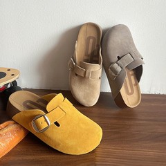 厚底ビルケンシュトックシューズ本革つま先ハーフスリッパ女性用2025春夏新作醜いかわいい怠惰なミュールシューズ