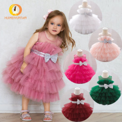 跨境童裙兒童禮服公主蛋糕裙女嬰兒寶寶周歲生日宴會裙baby dress