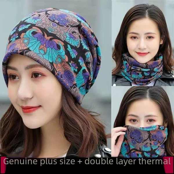 Factory direct explosions autumn and winter double-layer scarf twist cap multifunctional pullover neck protection hat mask scarf