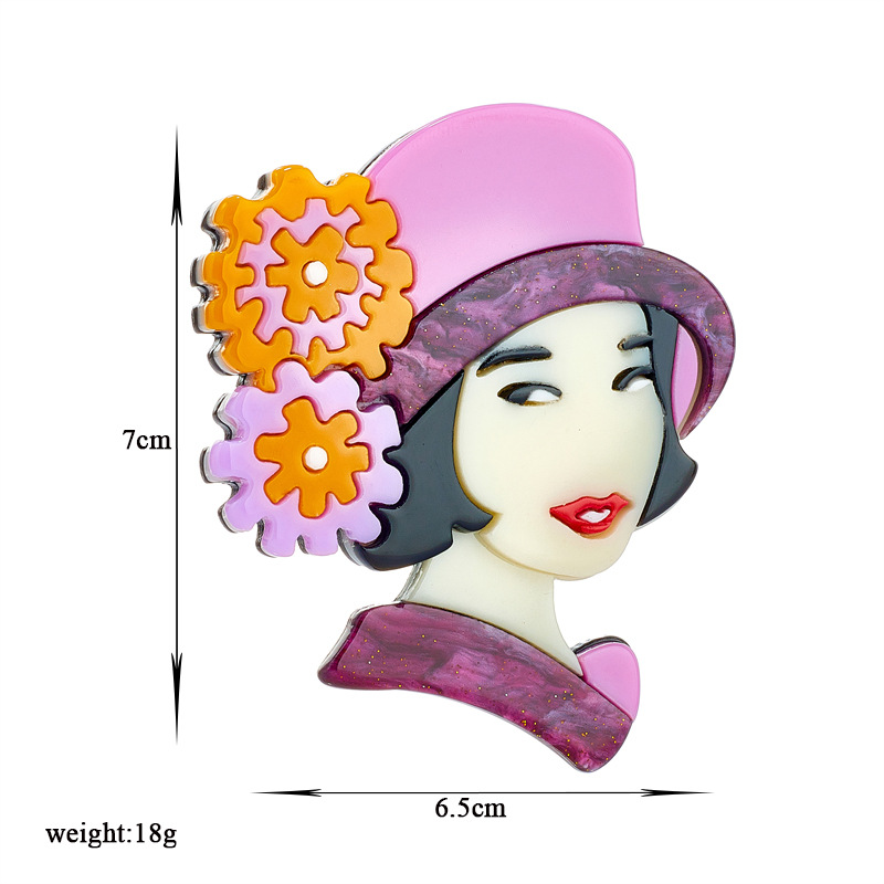 19g Weight Brooches Classification Casual Occasion Acrylic Material Human, Cartoon Character Pattern All Seasons Season Women's Gender Retro, Classic Style Style Retro Classic Style Pin Human Cartoon Character Acrylic Women's Brooches 无