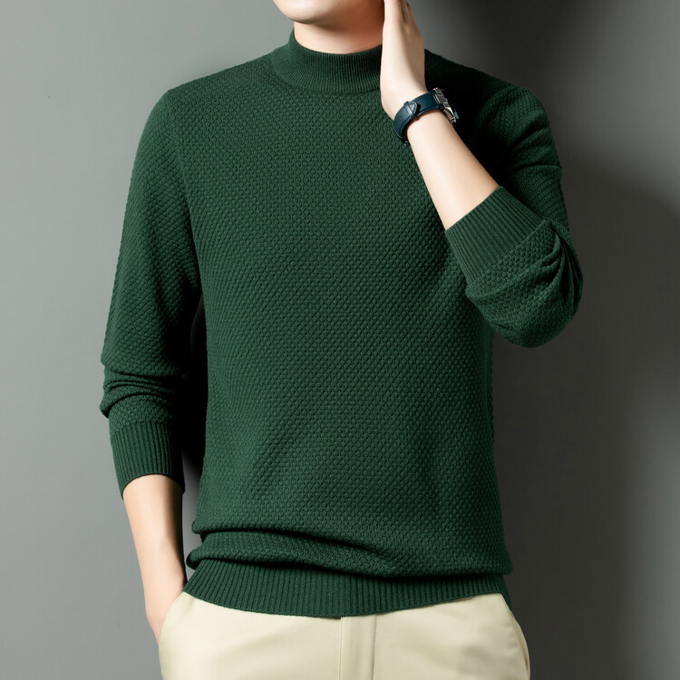 Suéter para hombre Suéter de base juvenil de invierno Suéter de manga larga de cuello medio alto cálido Suéter de todo fósforo nuevo para hombre