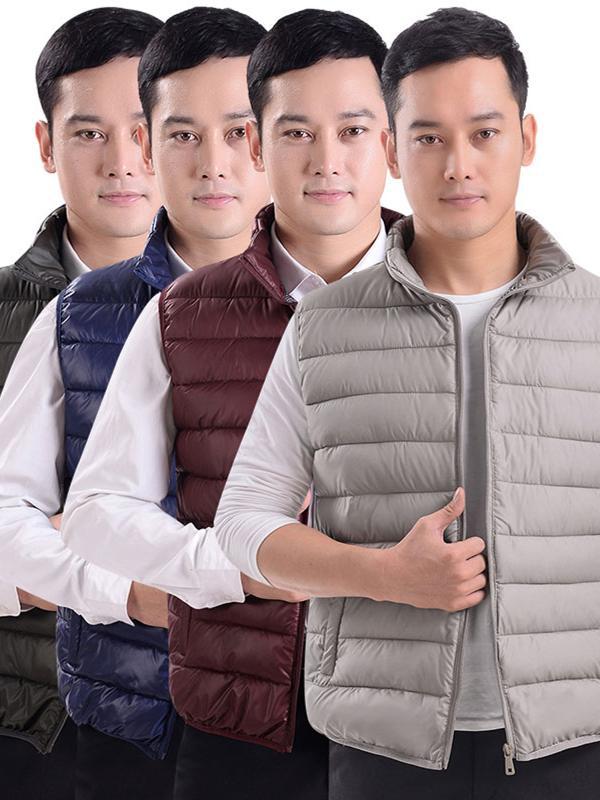 秋冬季中老年男士棉马甲老人坎肩中年男装爸爸马夹保暖背心羽绒棉