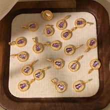 新品爆款天然紫水晶葫芦S925银镶满钻吊坠项链DIY饰品配件女