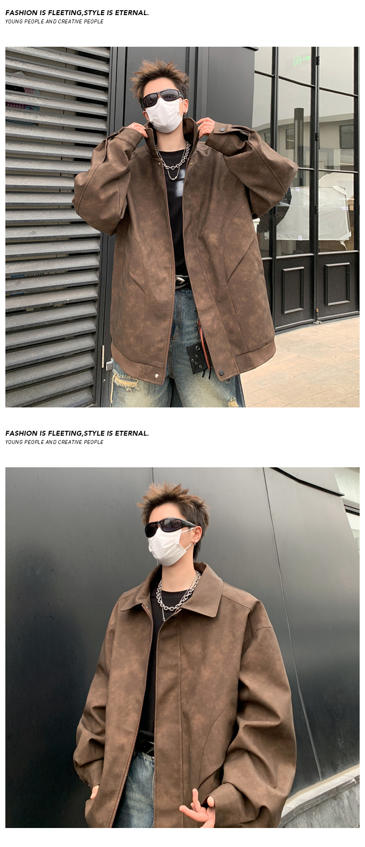 American Street Style Leather Flight Jacket Men Workwear Coat_voghion.com