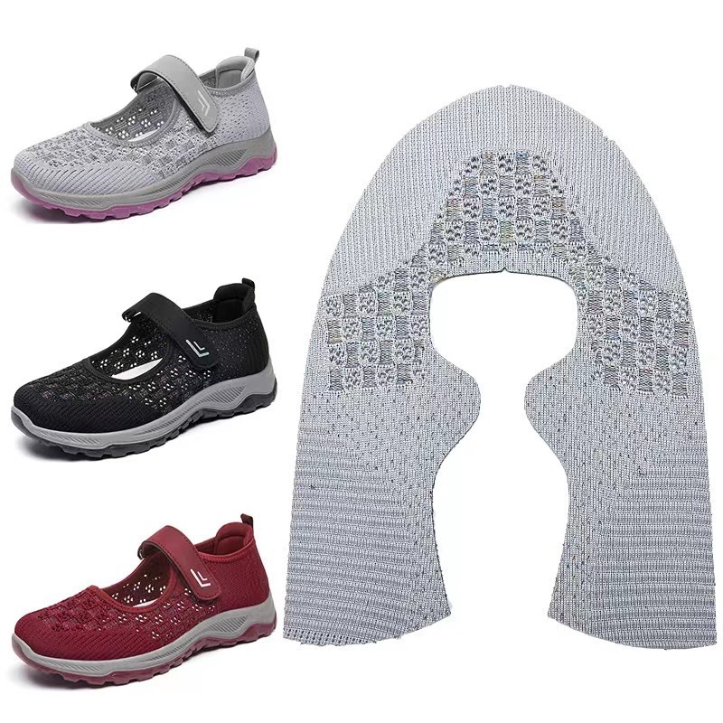 Suministro directo de fábrica 3D volando zapatos de mamá tejidos superior zapato de punto superior Velcro superior productos semiacabados apoyo diseño de muestra