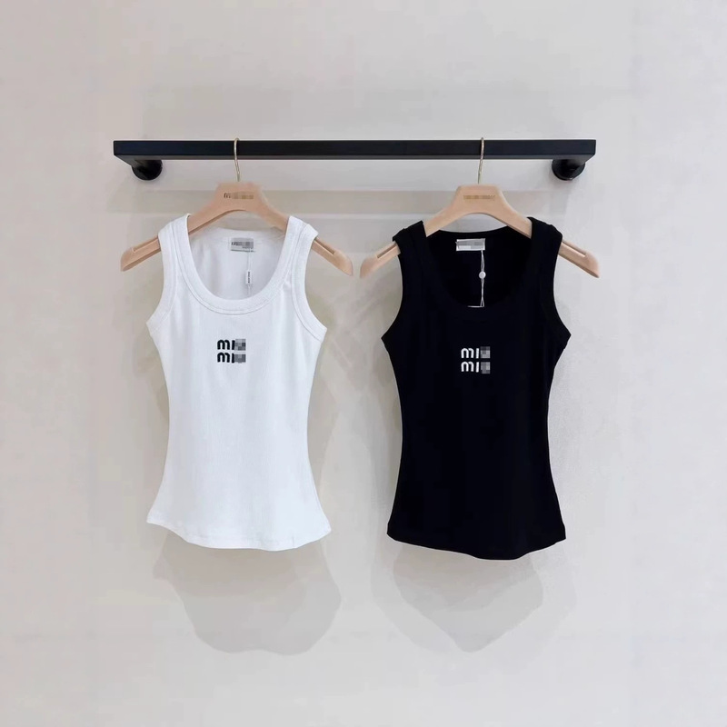 New Socialite Style Miu26 Versatile Embroidered Letter mm Vest for Commuting, Slimming, Spring and Summer, Covering the Body, Inner Wear by Mai Tai New Socialite Style Miu26 Versatile Embroidered Letter mm Vest for Commuting, Slimming, Spring and Summer, Covering the Body, Inner Wear by Mai Tai