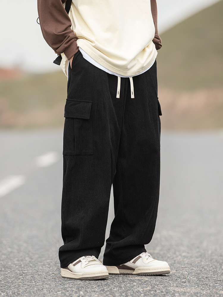 Pantalones Casuales de Pana Estilo Montaña Vintage, Primavera 2025, Nuevo Diseño Texturizado Holgado Estilo Japonés con Pliegues, Pantalones Largos