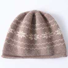 批发秋冬新款羊毛加厚帽子女针织雪花重工包头帽针织保暖护耳帽