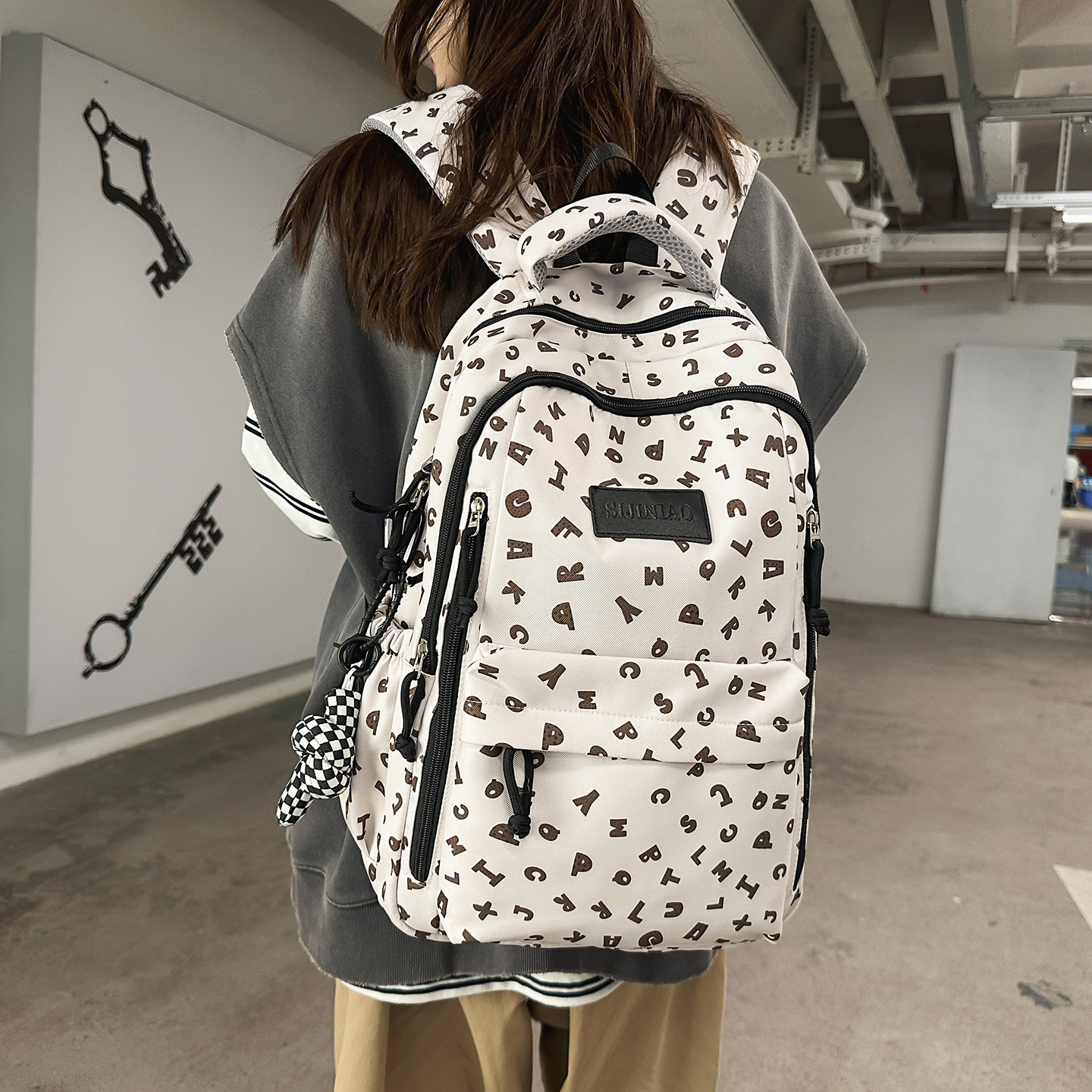 韩版书包ins小众文艺百搭学生书包初中校园旅行双肩包女高级感