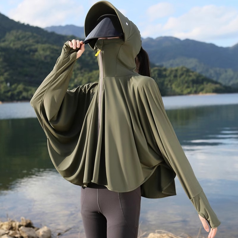 Women's Summer 2026 New Style Wide-Brim Sun Protection Clothing, Anti-UV Ice Silk Cooling Plus Size Sun Protection Clothing for Cycling
