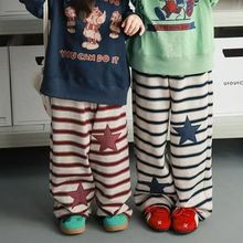 春秋女童装休闲裤宝宝洋气儿童个性潮牌韩版时髦条纹星星直筒卫裤