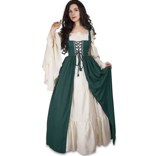 XS-XXXL Western-style Collared Bodice Girdle Medieval Renaissance Retro COS Dress Halloween Costume