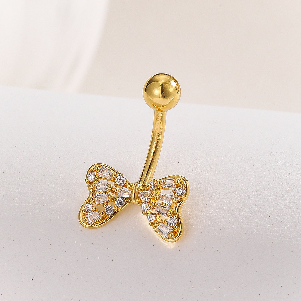 Piercing nombril en acier inoxydable avec papillon en zirconia_voghion.com