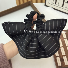 复古裙摆条纹双层发圈女高级感通勤气质马尾头绳小众大肠发绳头花