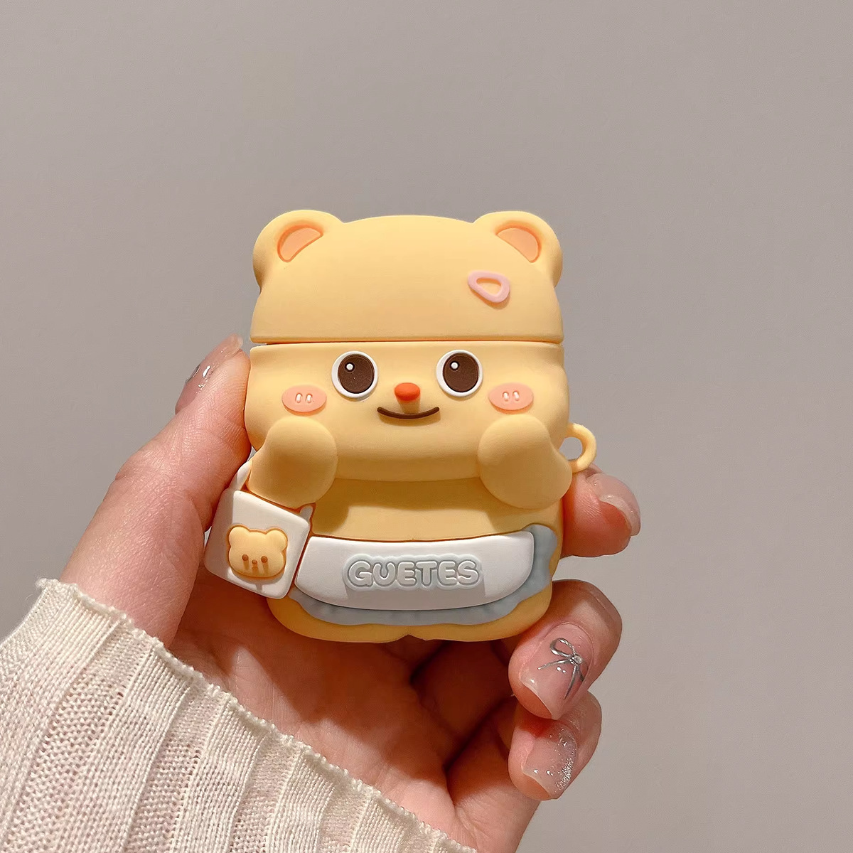 Airpods caso protector oso Apple Bluetooth auricular inalámbrico de dibujos animados lindo caja de silicona Shell aplicable