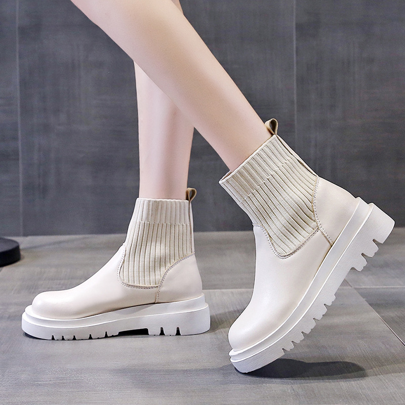 Martin Women's 2023 Autumn/Winter New Network Red Fashion Slim Elastic Socks Boo Thick Sole Breathable Short_voghion.com