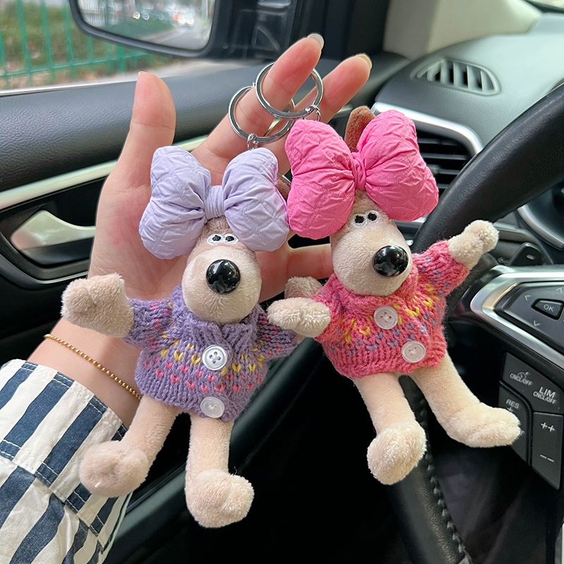 Arco suéter superior perro de La felpa llavero bolsa colgante lindo de dibujos animados muñeca pequeño regalo creativo muñeca