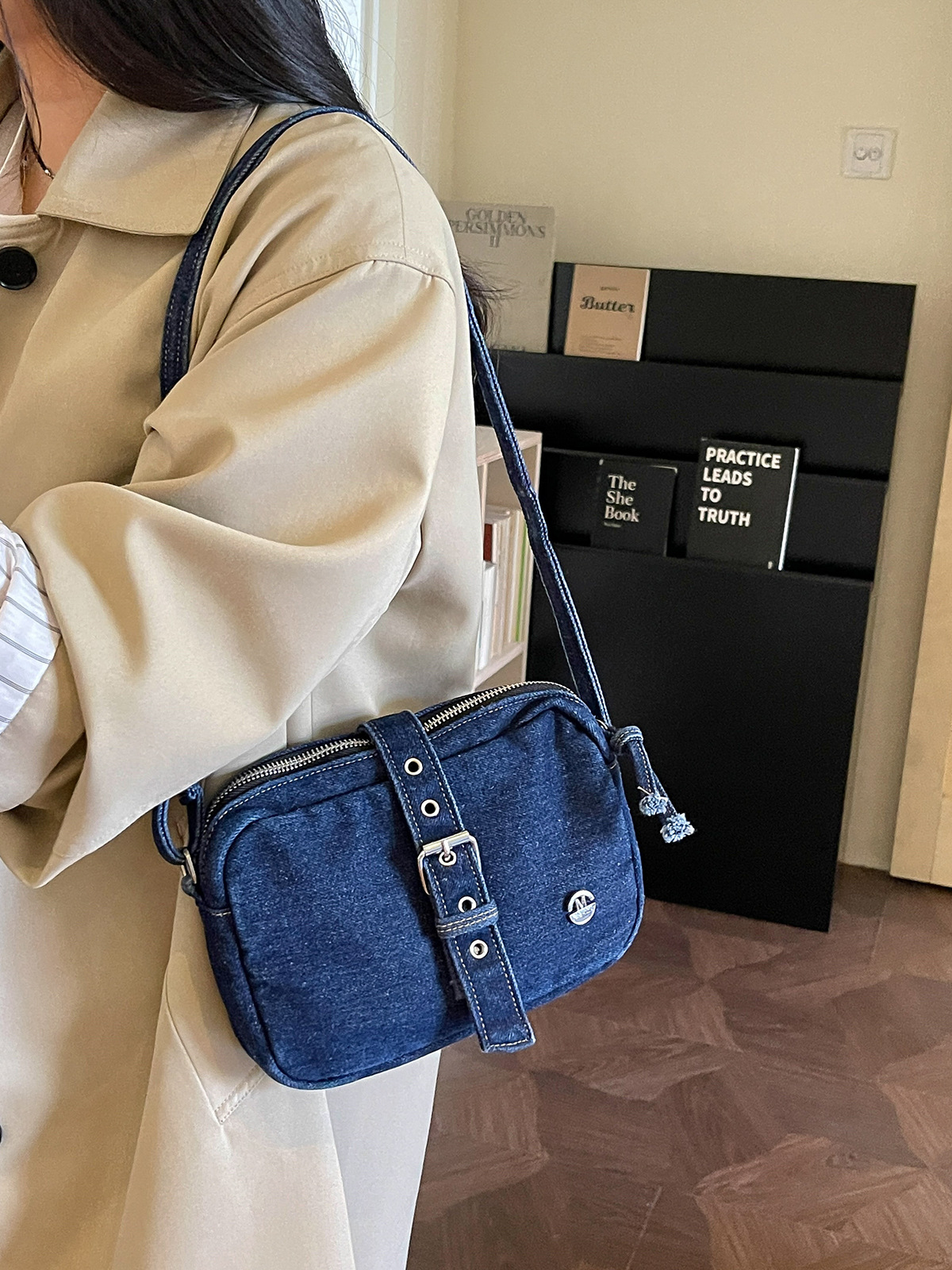 Bolso de denim retro para mujeres 2026 verano nueva moda transfronteriza de hombro mochila de viaje bolso ocio