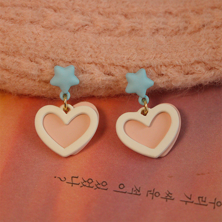 Genuine design fuchsia blue earrings