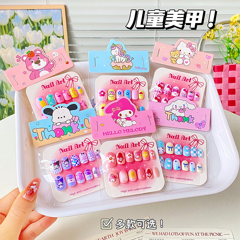 Sanrio Children's Nail Art Little Girl Jelly Glue Removable Wearable Nail Art Girl Gift Nail Art Stickers Wholesale Sanrio Children's Nail Art Little Girl Jelly Glue Removable Wearable Nail Art Girl Gift Nail Art Stickers Wholesale