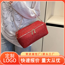 定制大容量化妆包女链条细闪便携彩妆包跨境批发旅行洗漱手提包包