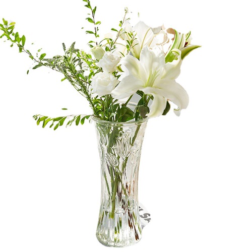 Manufacturer's straight hair transparent simple hydroponic rich bamboo glass vase crystal living room flower arrangement dried flower ornaments
