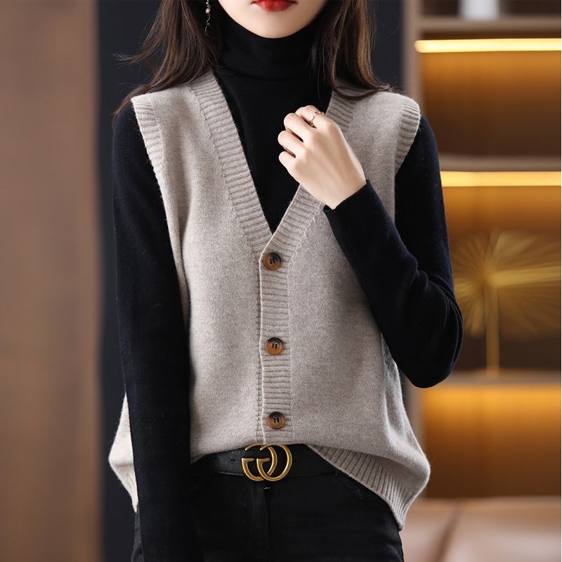 Suéter de punto chaleco cardigan Top principios de primavera otoño 2024 nuevas mujeres populares Chaleco de desgaste exterior chaleco