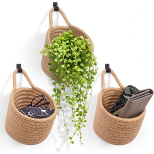 Cross-border Hand-woven Flower Basket Flower Pot Hanging Flower Basket Cute Hanging Basket Hanging Storage Basket Storage Basket