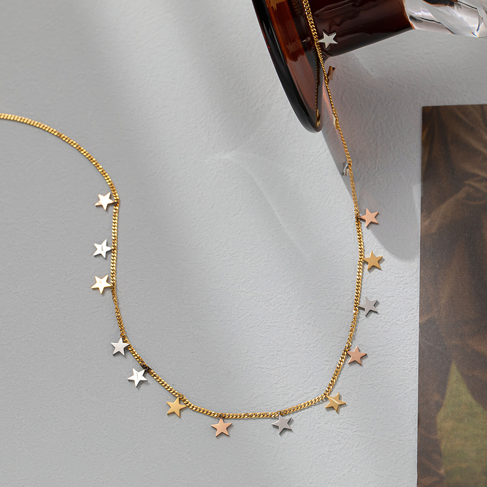 Edelstahl 304 18 Karat Vergoldet Basic Klassischer Stil Überzug Pentagramm Halskette display picture 2
