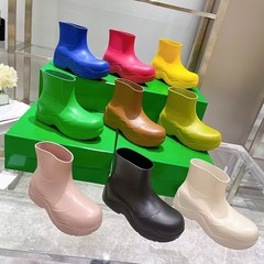 高板mona同款牛油果雨靴女时尚款外穿大头户外短靴厚底 BV 雨鞋
