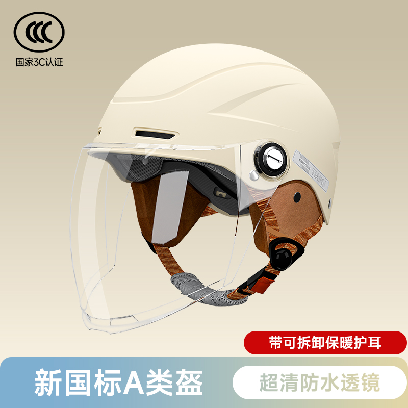 Vehicle Helmet 3C: Universal Auto Parts and Accessories - moonlight-white-hd-transparent-long-lens-detachable-warm-earmuffs