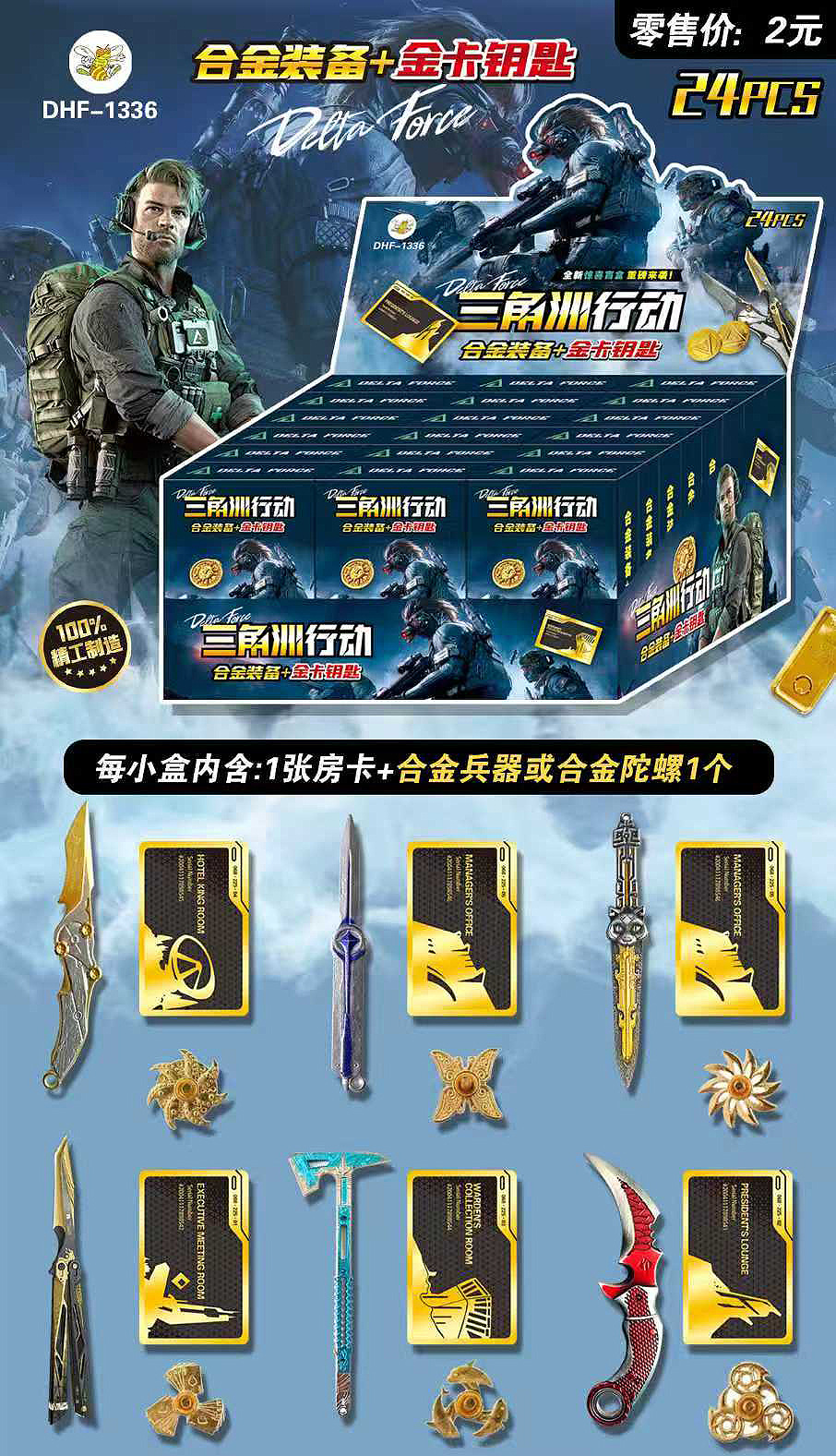 Delta Alloy Equipment + 골드 카드 키 - 대형 상자 1개 및 소형 상자 24개 DHF-1336