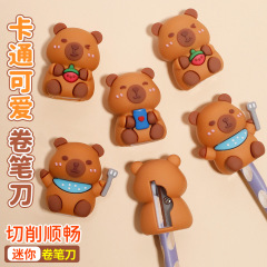 卡皮巴拉迷你公仔卷笔刀 高颜值萌豚削笔器创意趣味便携式转笔刀