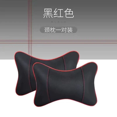 Genuine Leather Four-Season Universal Seat — Headrest - black-and-red-a-pair-of-headrests-no-specifications