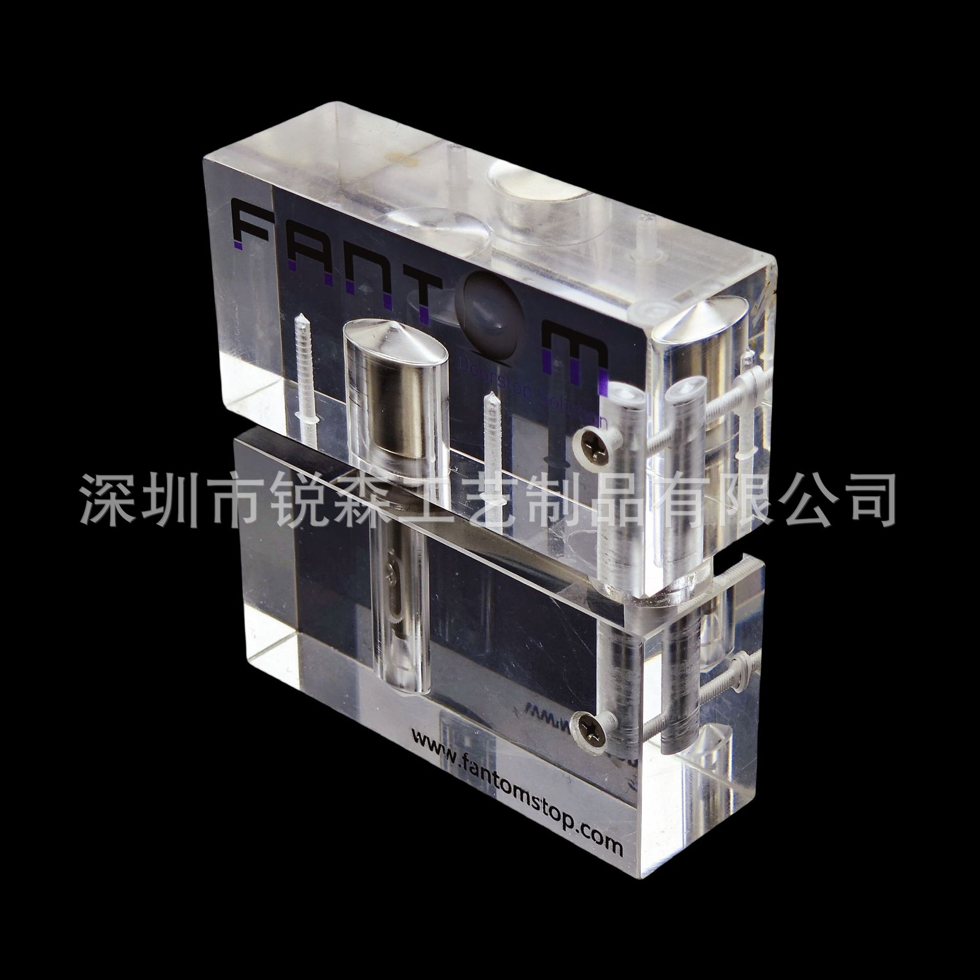 供应有机玻璃钻头展示道具 亚克力金属配件展示方块 CNC钻孔加工