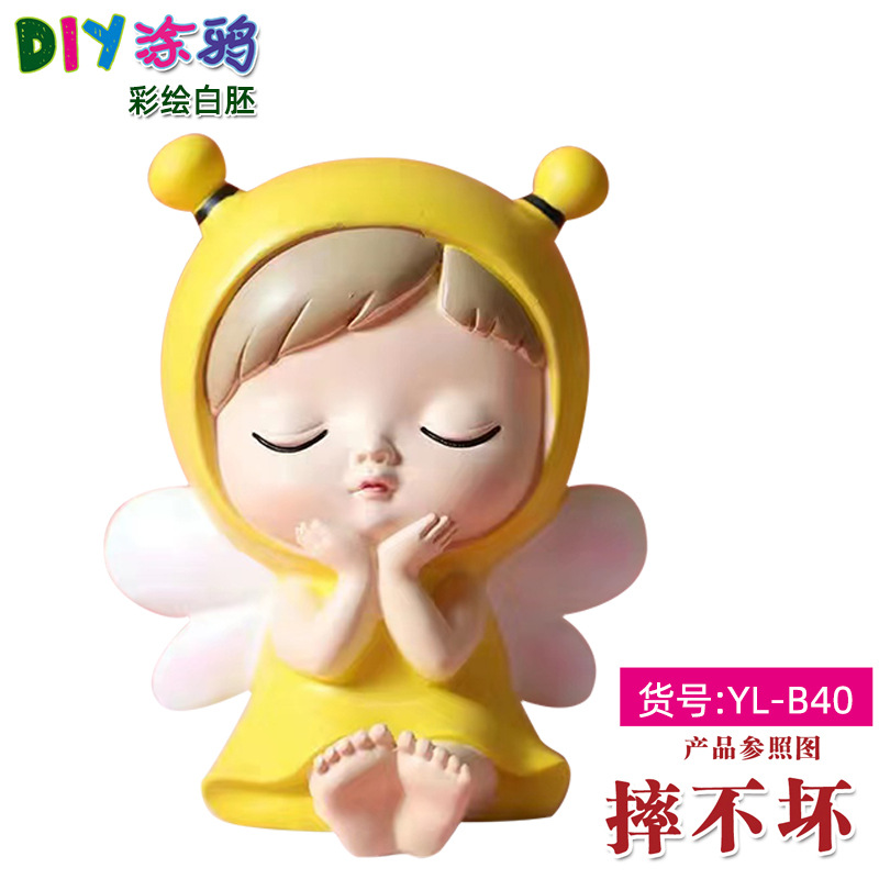 Gran vinilo yeso muñeca embrión blanco al por mayor puntada alcancía gran puntada artesanal DIY colorear blanco