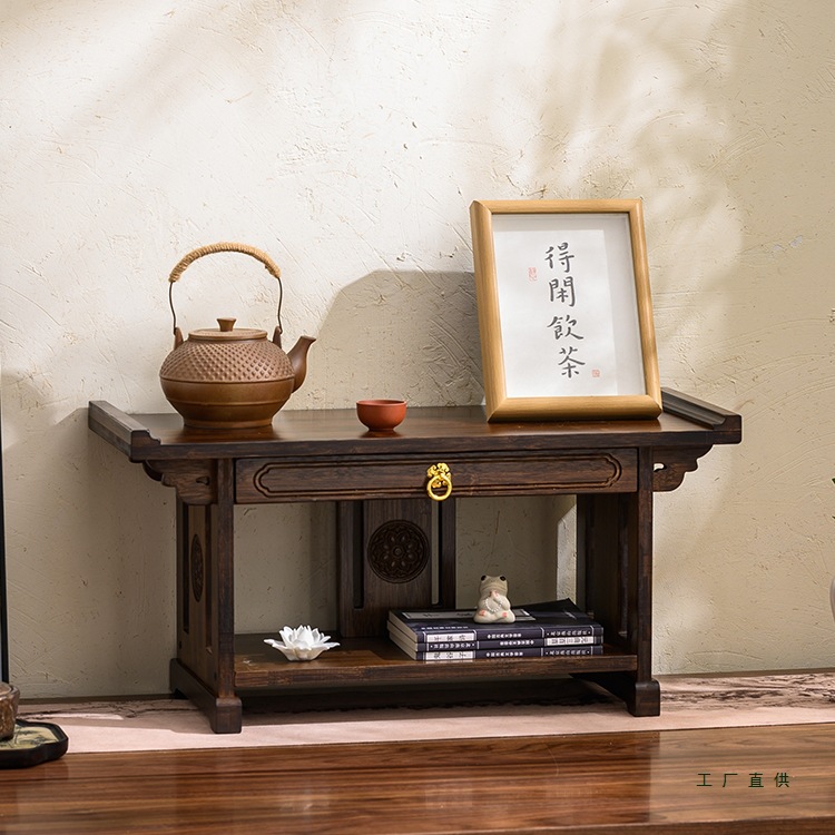 Small Altar Table for Home Use, Buddha Statue, God of Wealth Display Stand, Bodhisattva Elevated Base, Desktop Miniature Small Offering Table