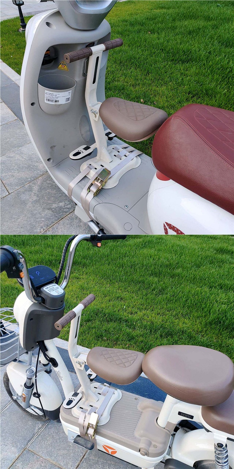Front-mounted child seat for electric vehicles, foldable and thickened universal seat for baby electric scooters