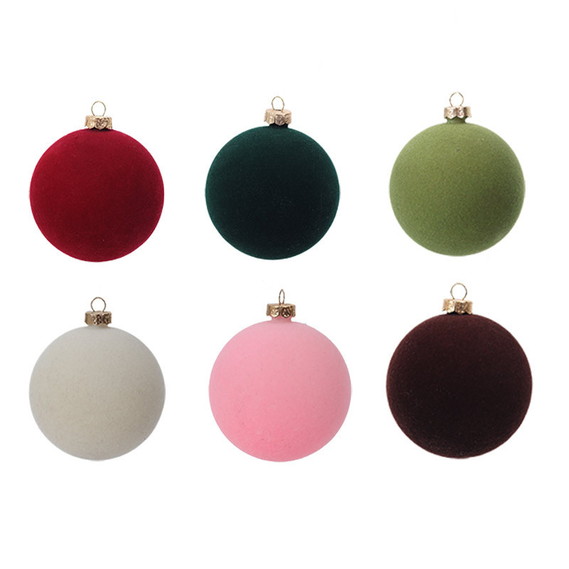 新しい植毛ボール クリスマス クリスマスボール 赤植毛塗装クリスマスツリー装飾 12個 6cm ベルベットボール|undefined