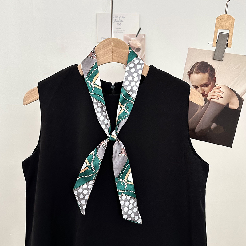 Bufanda de seda, tira larga, sentido de alta gama, nueva moda, todo-fósforo, diadema, cinturón para el cabello, bolso para el cabello, cinturón para el pañuelo multiusos