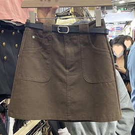 2025春夏新款高腰纯色休闲走光字包臀显瘦百搭短裙女半身裙子