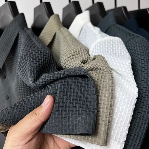 Foreign trade export ~ Lapel short-sleeved T-shirt for men, summer casual solid color polo shirt, slim and versatile collared polo top