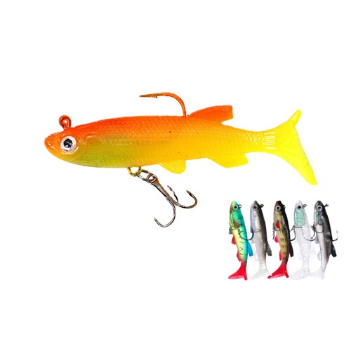 Fishing bait bionic bait fake bait double hook t tail soft bait bionic simulation lure lure package lead fish factory wholesale