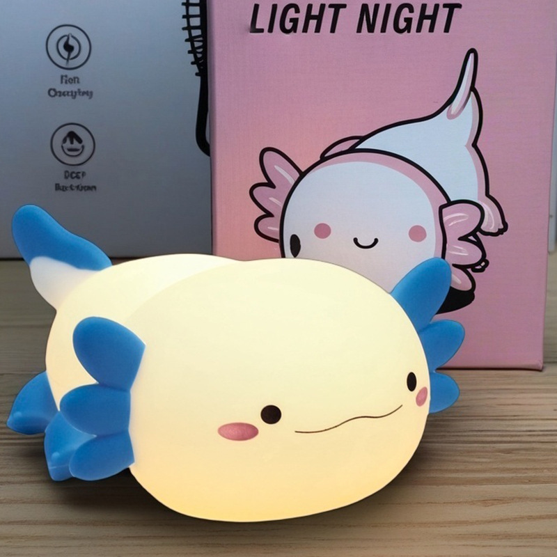 跨境蝾螈六角恐龙娃娃脸小夜灯硅胶拍拍灯摆件充电款氛围创意礼品|undefined