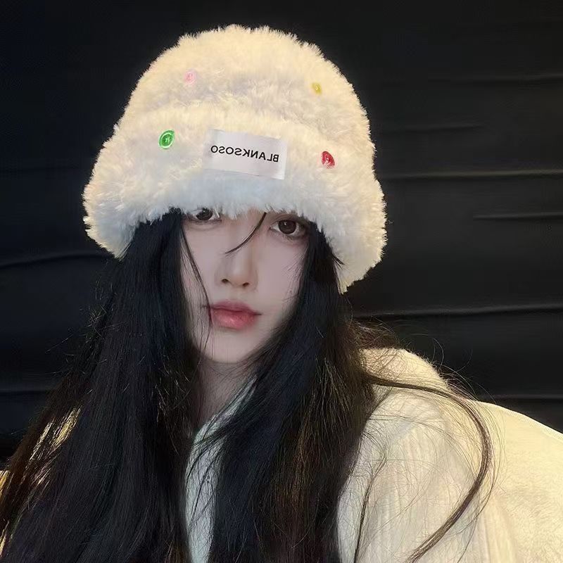 可爱小熊毛线帽女秋冬季韩版显脸小保暖针织帽大头围护耳毛绒帽子|undefined