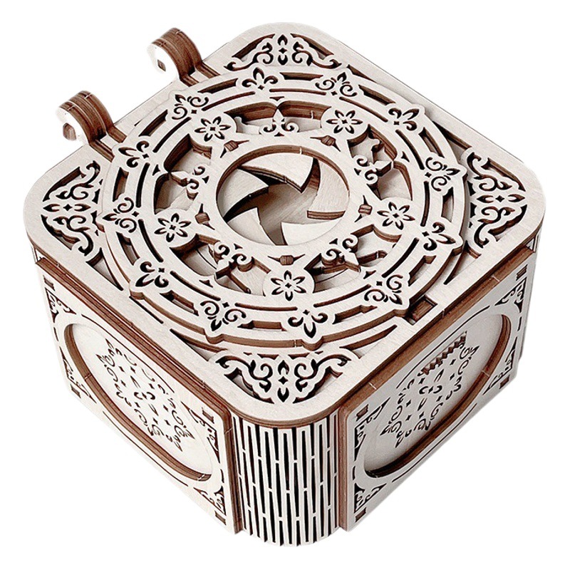 Venta caliente transfronteriza DIY rompecabezas de madera 3D modelo estéreo de madera mecánica de alta dificultad montaje caja de música caja de joyería