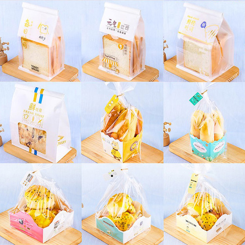 Baked toast bread packaging bag rolled edge fresh baked vitality large 450g 250 toast slices self-sealing bag wholesale