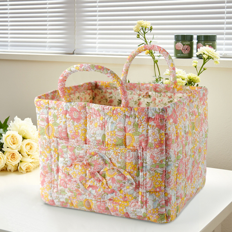 ホームファブリック収納袋日本の花バッグニュースバッグポータブル田舎かわいい花ホーム収納雑貨バスケット|undefined