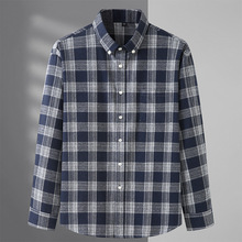 大码男装长袖衬衫肥佬秋冬新款磨毛色织格子衬衣胖哥特体大号休闲