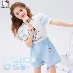 【女の子の夏のアニメプリント2点セット】2025夏の新しい甘い元気の中で子供服の夏服セット